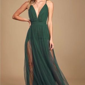 Dark Green Backless Dress
